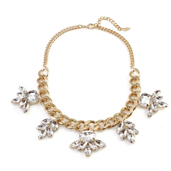 Anastasia Crystal Floral Petal Glam Necklace